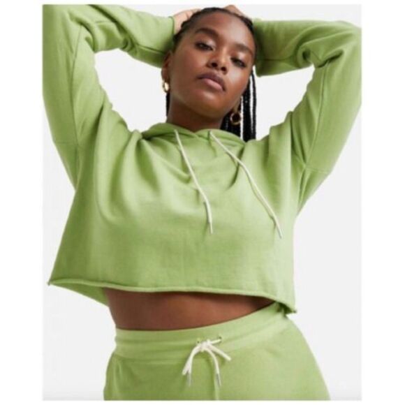 MATE THE LABEL Cropped‎ Organic Cotton Hooded Sweatshirt Small - Picture 1 of 5